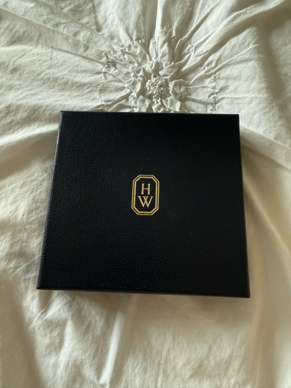 Harry Winston Navy and Gold travel  Leather jewelry pouch with Box